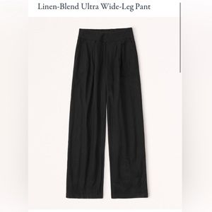 Abercrombie Black Pleated Wide-Leg Linen Pants size MEDIUM